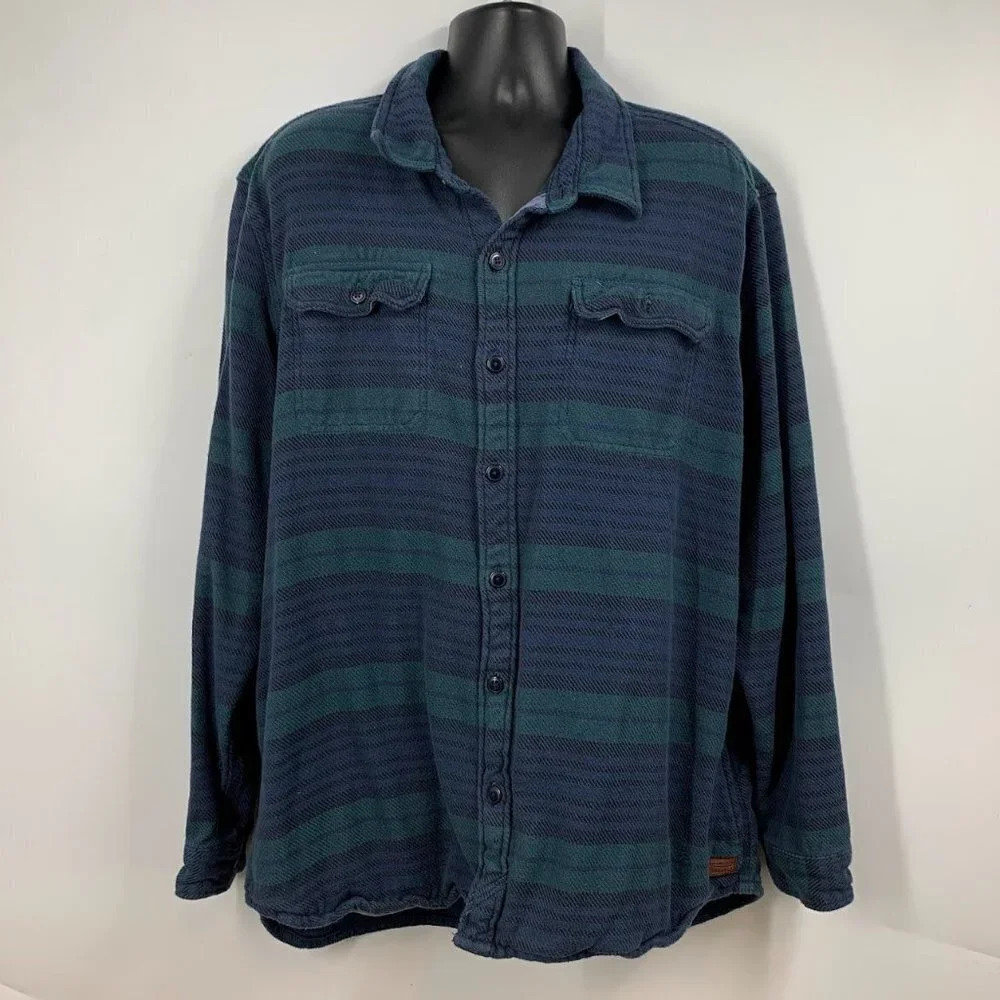 L.L. Bean Men's 1912 Overshirt Slightly Fitted Striped Plaid Flannel Size XXL
